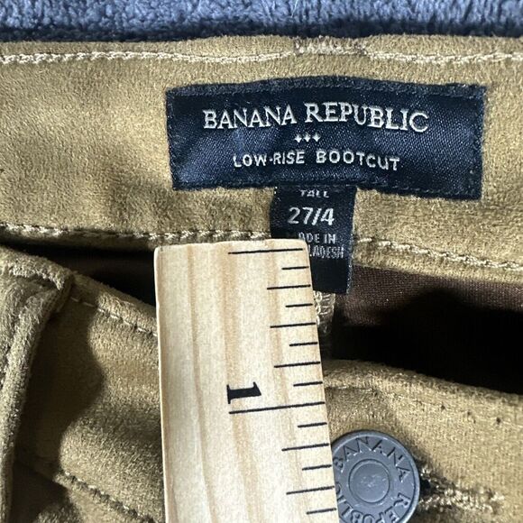 Banana Republic Low Rise Bootcut Faux Suede Pants 27 Tall Camel Y2K Quiet Luxury - Picture 2 of 11
